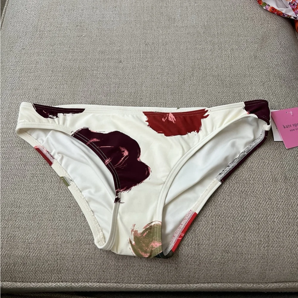 Kate Spade New York Floral-Print Bikini Bottoms Women’s Size L Ivory Multi‎